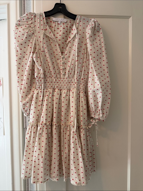 HUNTER BELL Dresses & Skirts - HUNTER BELL Cream Mini Dress with Red Dot Print
